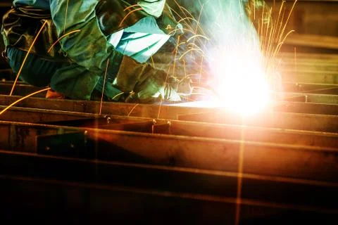 Welding with mig-mag method Stock Photos