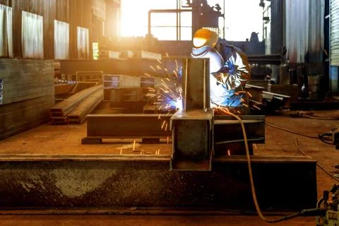 Welding with mig-mag method Stock Photos
