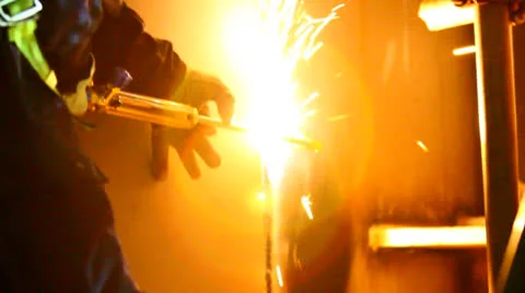 Welding at Night - Close View Stock Footage