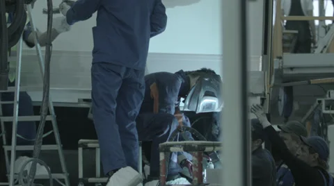 Welding operation. Truck assembly Stock Footage 33444472