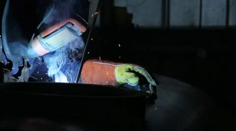 Welding operator in a fabric Stock Footage 51751967