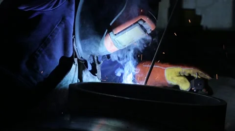 Welding operator with a mask Video stock 52493472