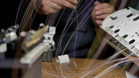 Welding of optical fibers Stock Footage 73821462