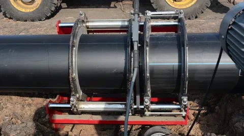 Welding of polyethylene pipes Stock Footage 57100177