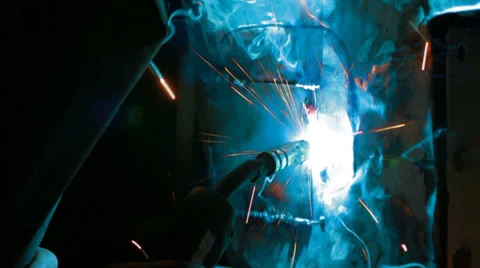 Welding process in auto workshop Video stock 36545561