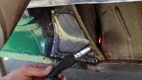 Welding process, car body repair Stock Footage 156891255
