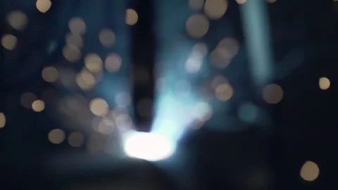 Welding process creates a lot of glowing hot sparks at the factory workshop Stock Footage 224896125