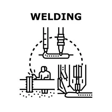 Welding process in different industrial applications concept Stock Illustration