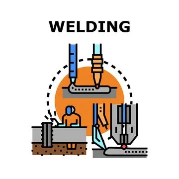Welding process in different industrial applications concept Stock Illustration
