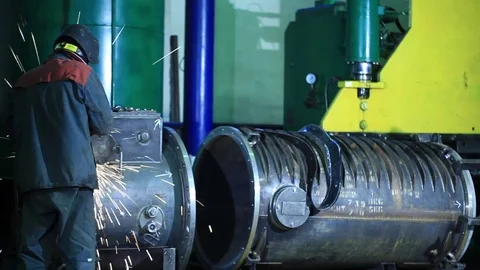 Welding process at factory Stock Footage 76595008