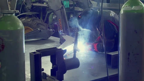 Welding process with MIG welding Gas. Stock Footage 158789145