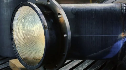 Welding process of a part of the equipment inside the factory Stock Footage 84826741