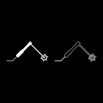 Welding process Spark from electrode with torch Work and tools concept icon o Stock Illustration