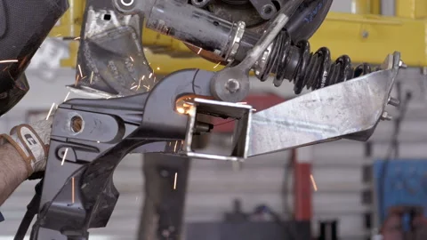 Welding Process. Worker doing welding job. Hands of workman doing welding parts Stock Footage 139006332