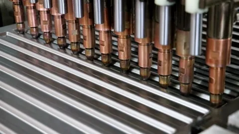 Welding of radiator sheets 2 (5 Shots) Stock Footage 147367619