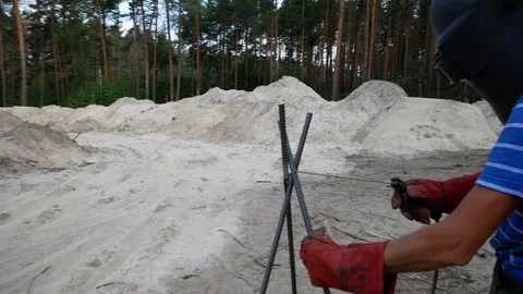 Welding of reinforcement rods. Stock Footage 100365290
