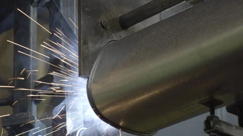 Welding Robot close up Video stock 125485336