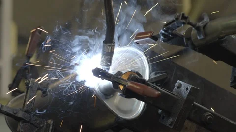 Welding Robot close up Video stock 125485429