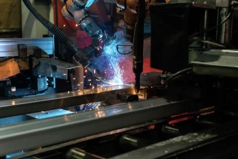 Welding robot at work. Stock Photos