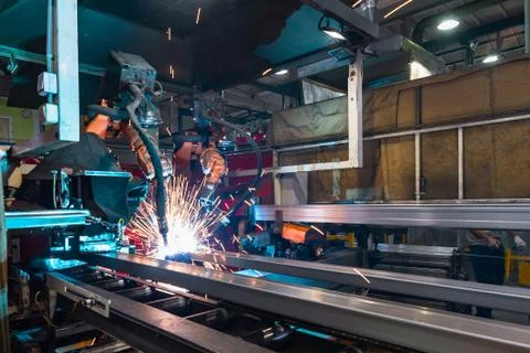 Welding robot at work. Stock Photos