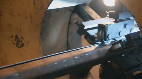 Welding robots movement in a wild for the creation of pipes.a lot of sparks Stock Footage 57513426