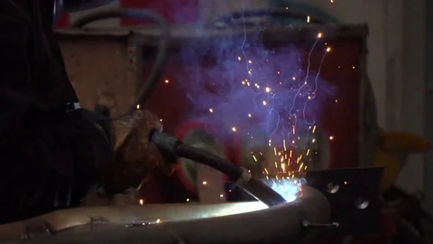 Welding Scene Slo-mo shot Video stock 76137947
