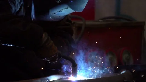 Welding Scene Slo-mo shot Stock Footage 76138030