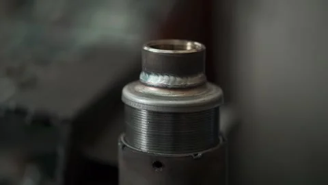 Welding seam on the fitting Stock Footage 259304233
