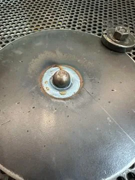 Welding seam is made by a semi-automatic welding machine.Welding MIG.robot .. Stock Photos