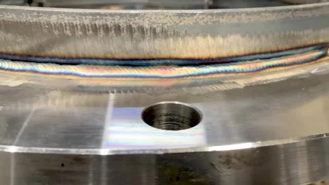 Welding seam on a pipeline close-up, front view. Video stock 270117238