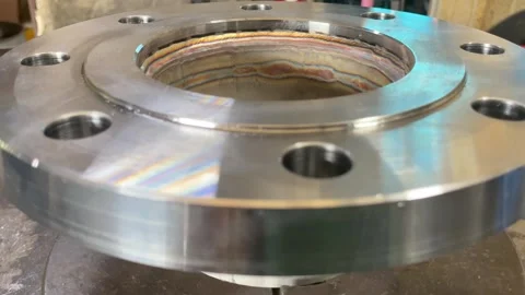 Welding seam on a pipeline close-up, side view. Vidéo 277253830