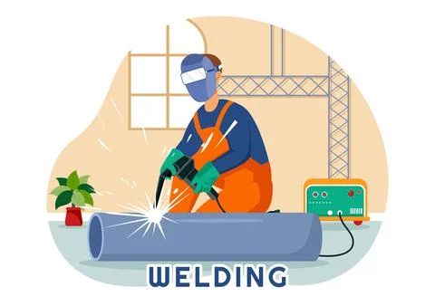 Welding Service Vector Illustration with Professional Welder Job Weld Metal.. Illustrazione stock