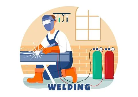 Welding Service Vector Illustration with Professional Welder Job Weld Metal.. Illustrazione stock