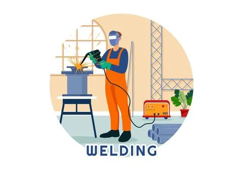 Welding Service Vector Illustration with Professional Welder Job Weld Metal.. Illustrazione stock