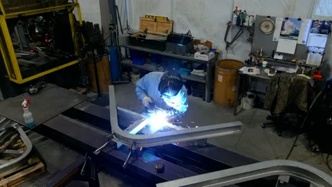 Welding shot from a drone Stock Footage 201265971