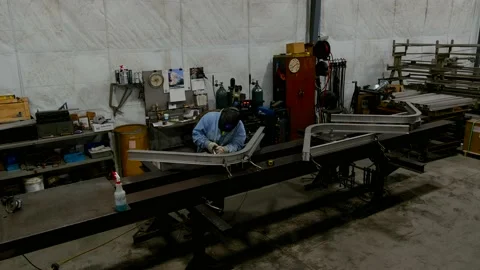 Welding shot from drone Stock Footage 201265995