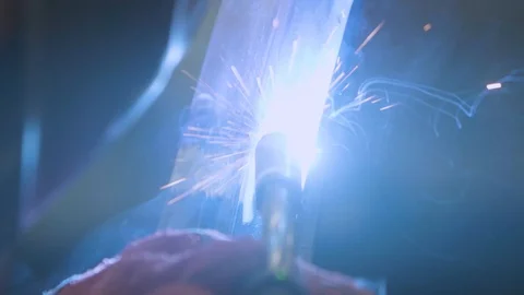 Welding sparklers particles of Car. Super slow motion Extreme Close Up Of Stock Footage 128380344