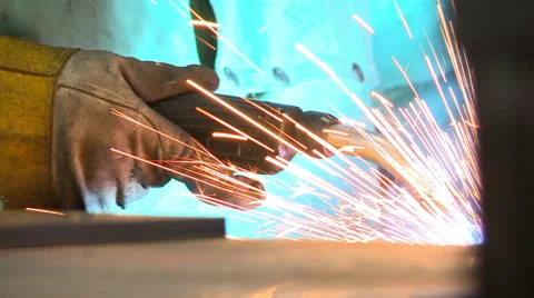 Welding Sparks and Mask Video stock 60988902