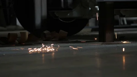 Welding Sparks on Floor Stock Footage 121330269