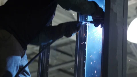 Welding Sparks Slow Motion Stock Footage 121330432