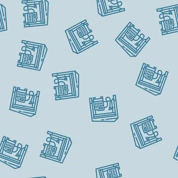 Welding station garage line vector seamless pattern Illustrazione stock
