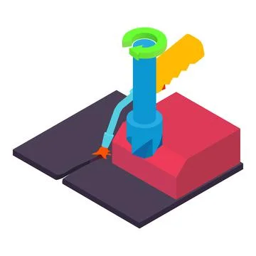 Welding steel icon isometric vector. Welding torch and chamfer milling process Illustrazione stock