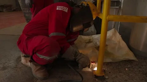 Welding Steel Structure In Workshop Video stock 62089622