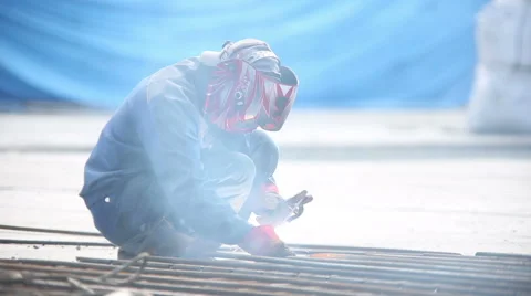 Welding in the street Stock Footage 61539472