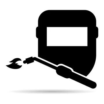 Welding technology icon shadow, metal tool equipment symbol, safe weld vector Illustrazione stock