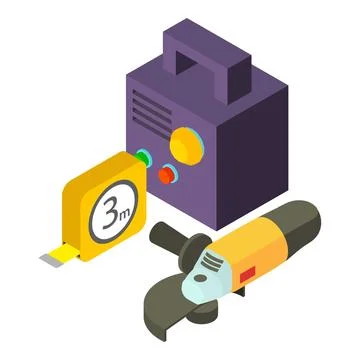 Welding tool icon isometric vector. Inverter welding machine and electric s.. Ilustración de archivo