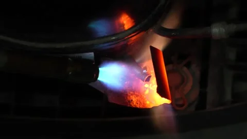 Welding Torch Flame Melting Metal Industrial Process Stock Footage 331145879