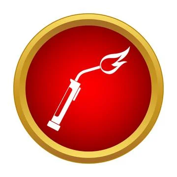 Welding torch with flame in red circle icon Stock Illustration