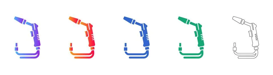 Welding Torch Gradient Vector Icon Set Illustrazione stock