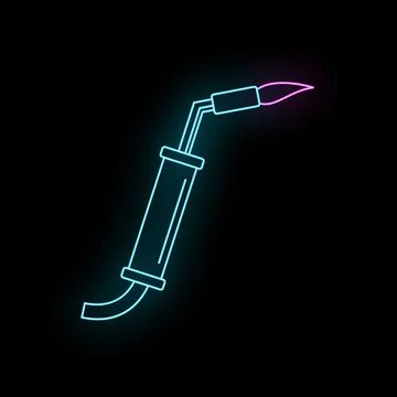 Welding torch neon light icon on black background Ilustración de archivo